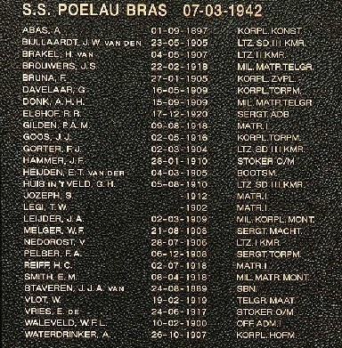 7 maart 1942 gedenksteen poelau bras