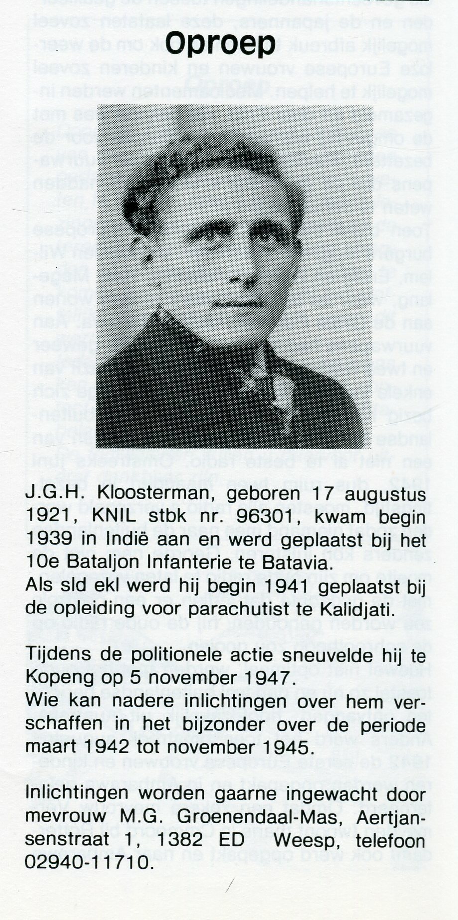 J G H Kloosterman