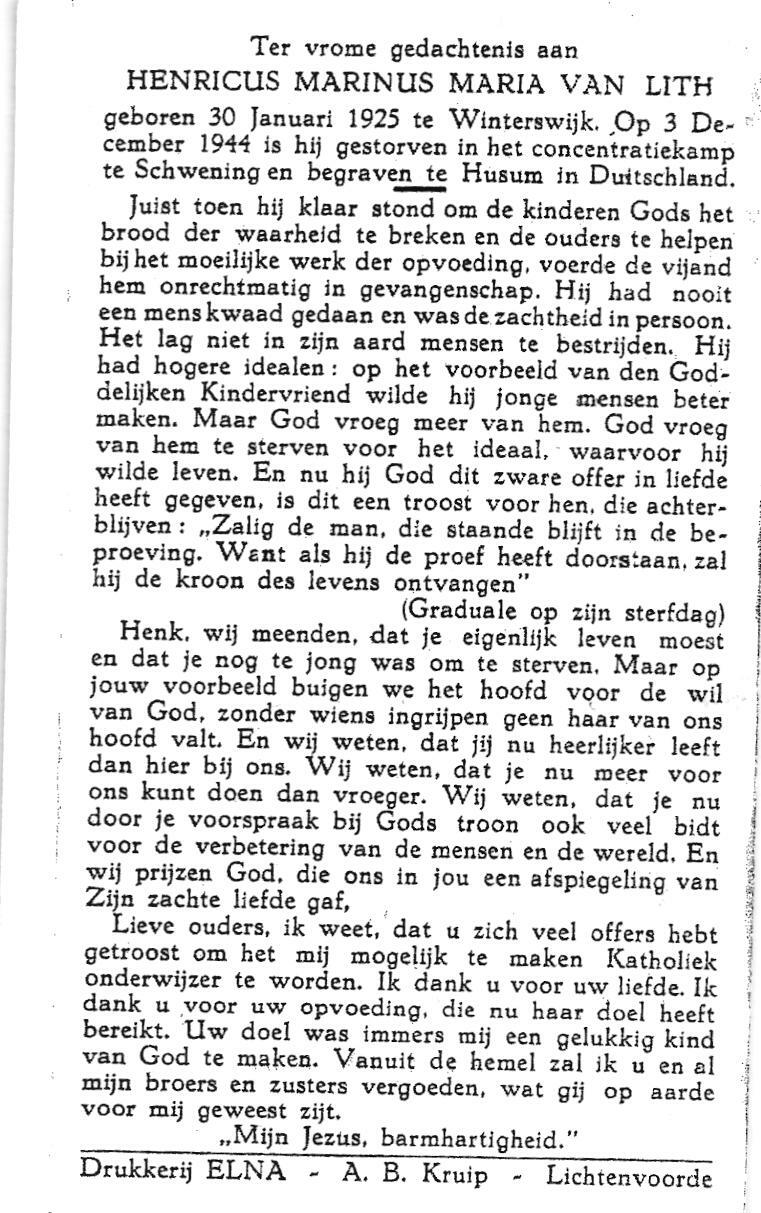 Lith van Henricus Marinus Maria