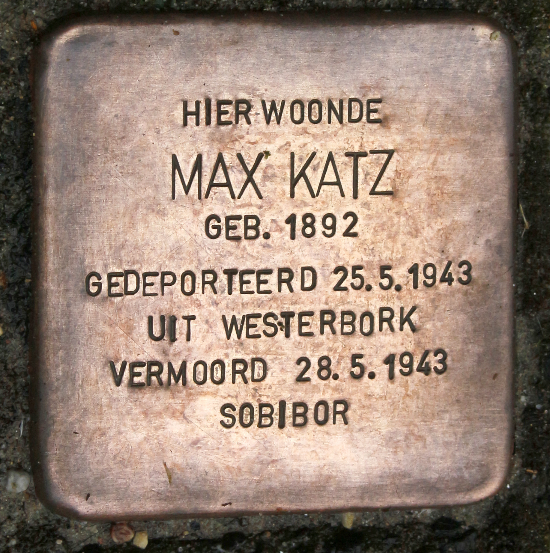 Stolpersteine in Gouda Elizabeth Wolffstraat 5 Max Katz by Agaath CC BY SA 4 0