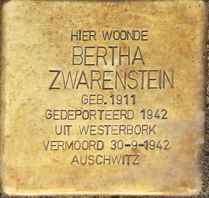Stolpersteine voor Bertha Zwarenstein